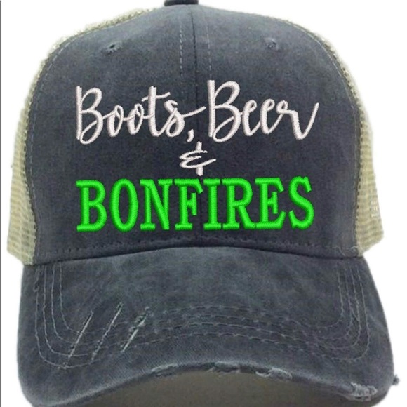 Boots Beer Bonfires Women’s Distressed Trucker Hat - Picture 3 of 4